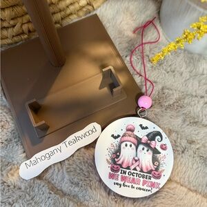 Mahogany TeakWood- Ghosts Pink Ribbon Car Freshie